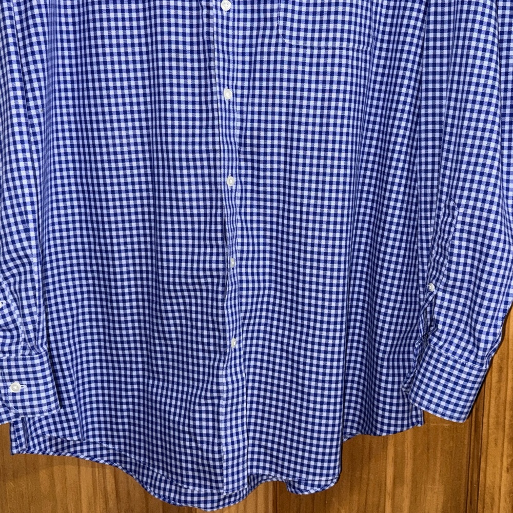 Nordstrom Men's Blue Gingham Button Down Shirt 17 1/2 35 - EUC - Picture 5 of 10